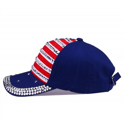Baseball Caps USA Bling Baseball Cap Sparkle American Flag Hat Men Women Hip Hop Caps - Blue - C9182KUXQ3O $11.22