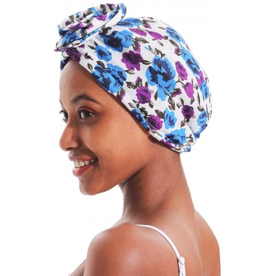 Skullies & Beanies Cotton Turbans for Women Flower Knot Headwrap Pre-Tied Bonnet Boho Pattern Chemo caps for Hair Loss - C018...