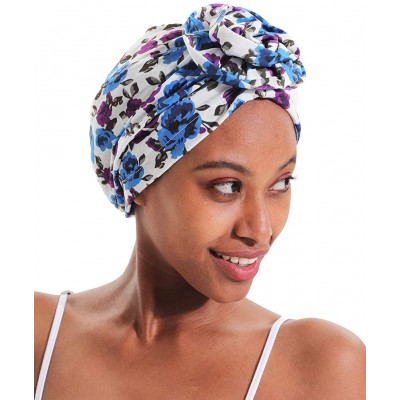 Skullies & Beanies Cotton Turbans for Women Flower Knot Headwrap Pre-Tied Bonnet Boho Pattern Chemo caps for Hair Loss - C018...