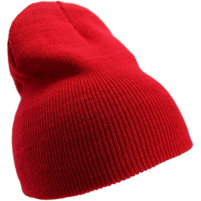 Skullies & Beanies Solid Color Short Winter Beanie Hat Knit Cap 12 Pack - Red - CK18H6QMK97 $29.86