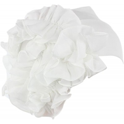 Cold Weather Headbands Womens Wrap Cap Flower Chemo Hat Beanie Scarf Turban Headband - White - CP18INASE6C $17.51