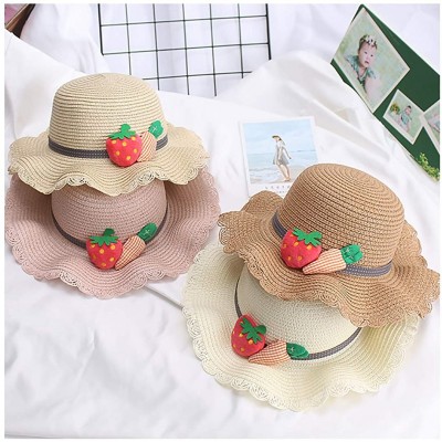 Sun Hats Girls Flower Straw Hat Large Brim Beachwear Sunhat Floral Tea Party Cap - Beige D - CV193N5U9QO $12.90