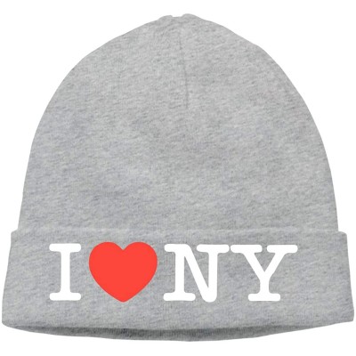 Skullies & Beanies Warm Knit Cap for Men Women- I Love NY New York Heart Stocking Cap - Gray - CW18Y9MITTS $10.50
