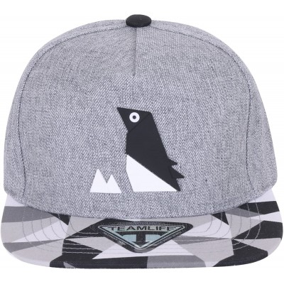 Baseball Caps Animal Paper Folding Rubber Logo Flat Bill Snapback Hat Baseball Cap - Penguin Grey - CC128RPT9D5 $24.55