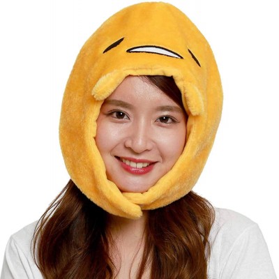Skullies & Beanies Sanrio Gudetama Fluffy Beanie Cap Soft Warm Winter Head wear Yellow - C0126JLXVP1 $28.35