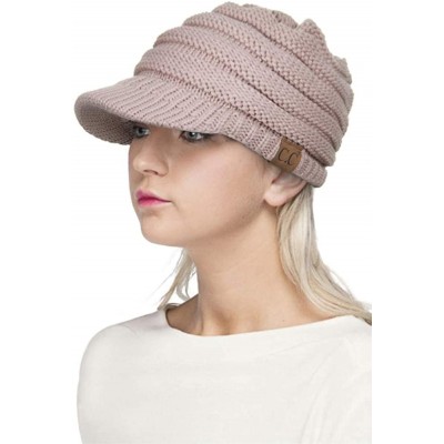 Skullies & Beanies Exclusive Brim Visor Trendy Warm Chunky Soft Stretch Cable Knit - Taupe - CI12822XIWV $21.24