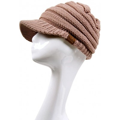 Skullies & Beanies Exclusive Brim Visor Trendy Warm Chunky Soft Stretch Cable Knit - Taupe - CI12822XIWV $21.24