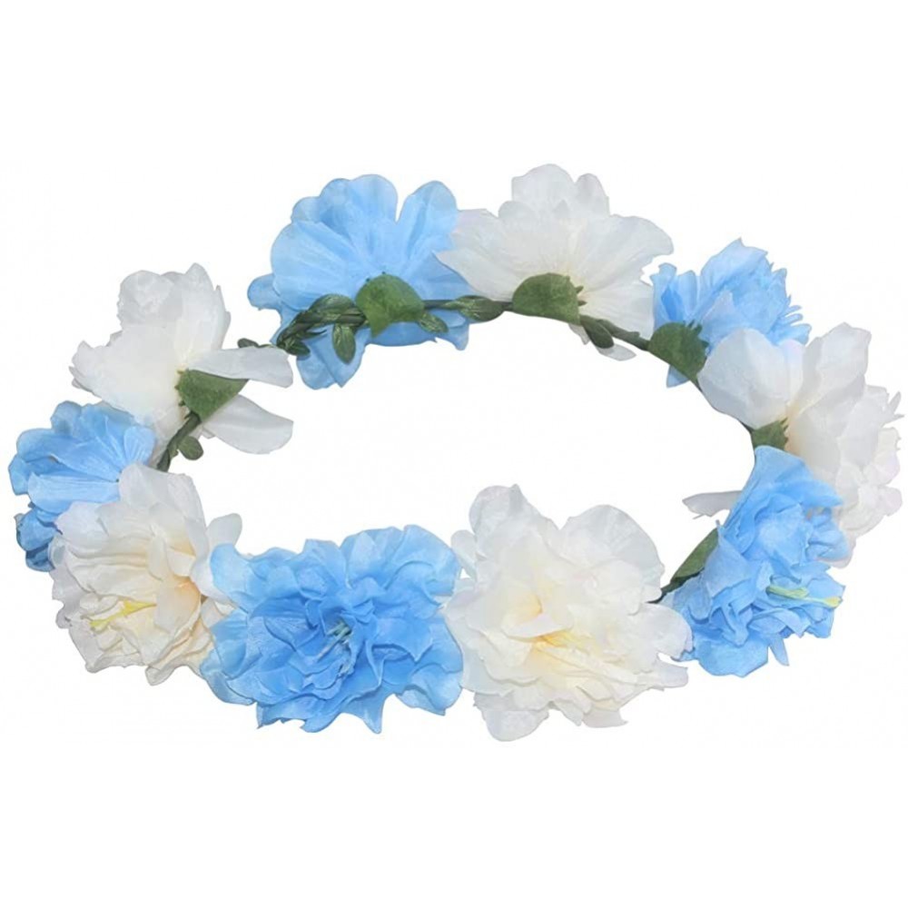 Headbands Flower Crown Floral Hair Wreath Wedding Headband Festival Garland - 5-Blue - CX18RYO39TT $8.93