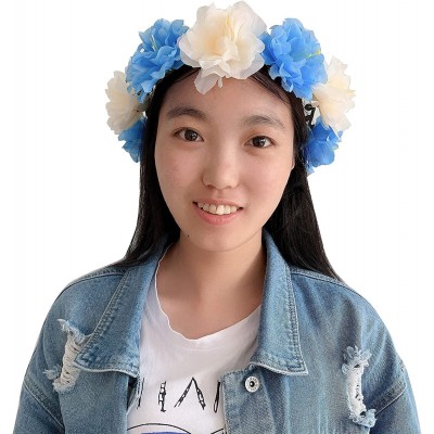 Headbands Flower Crown Floral Hair Wreath Wedding Headband Festival Garland - 5-Blue - CX18RYO39TT $8.93