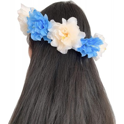 Headbands Flower Crown Floral Hair Wreath Wedding Headband Festival Garland - 5-Blue - CX18RYO39TT $8.93