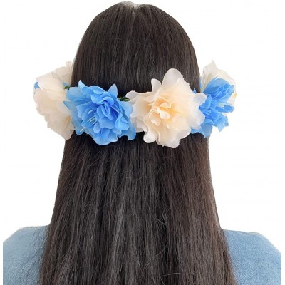 Headbands Flower Crown Floral Hair Wreath Wedding Headband Festival Garland - 5-Blue - CX18RYO39TT $8.93