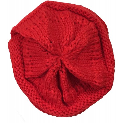 Skullies & Beanies Winter Thick Knit Beanie Slouchy Beanie for Men & Women - Red - CD11VHKK8Z1 $9.36