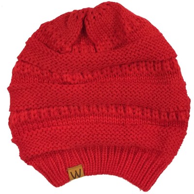 Skullies & Beanies Winter Thick Knit Beanie Slouchy Beanie for Men & Women - Red - CD11VHKK8Z1 $9.36