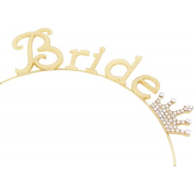 Headbands Women's Bachelorette Party Tiara Headband Bride to Be - Gold Tone - CQ12J27EUEP $19.05