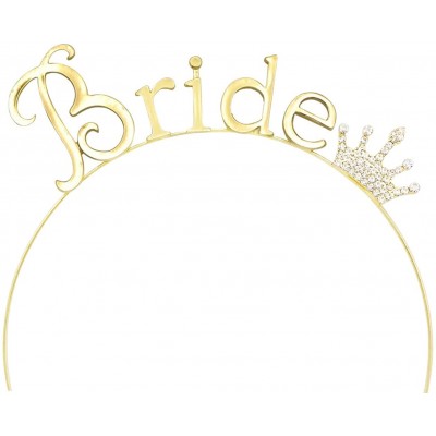 Headbands Women's Bachelorette Party Tiara Headband Bride to Be - Gold Tone - CQ12J27EUEP $19.05