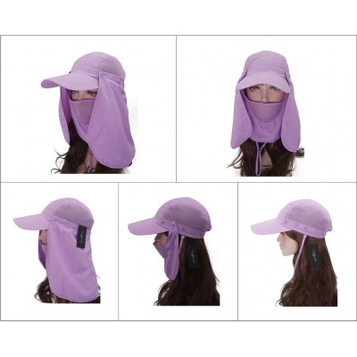 Sun Hats UPF 50+ Sun Hat with Neck Flap Removable Multifunction Outdoor Sport Summer Cap - Lilac - CX184QQRSXH $12.06