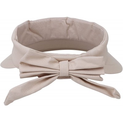 Visors Women's Summer SPF 50+ UV Protection Sun Visor Hat - Beige - CM17X0GM68C $10.98