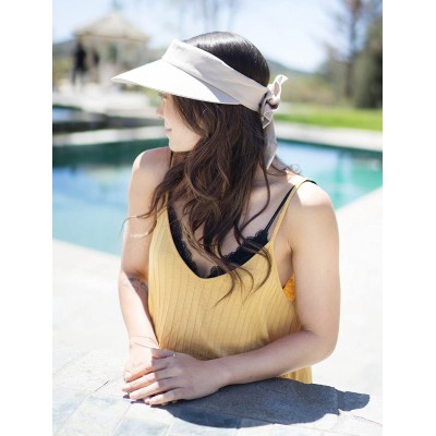 Visors Women's Summer SPF 50+ UV Protection Sun Visor Hat - Beige - CM17X0GM68C $10.98