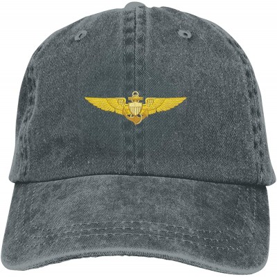 Baseball Caps US Navy Pilot Wings Mens Cotton Adjustable Washed Twill Baseball Cap Hat - Deep Heather - CZ18M8STNDE $15.37