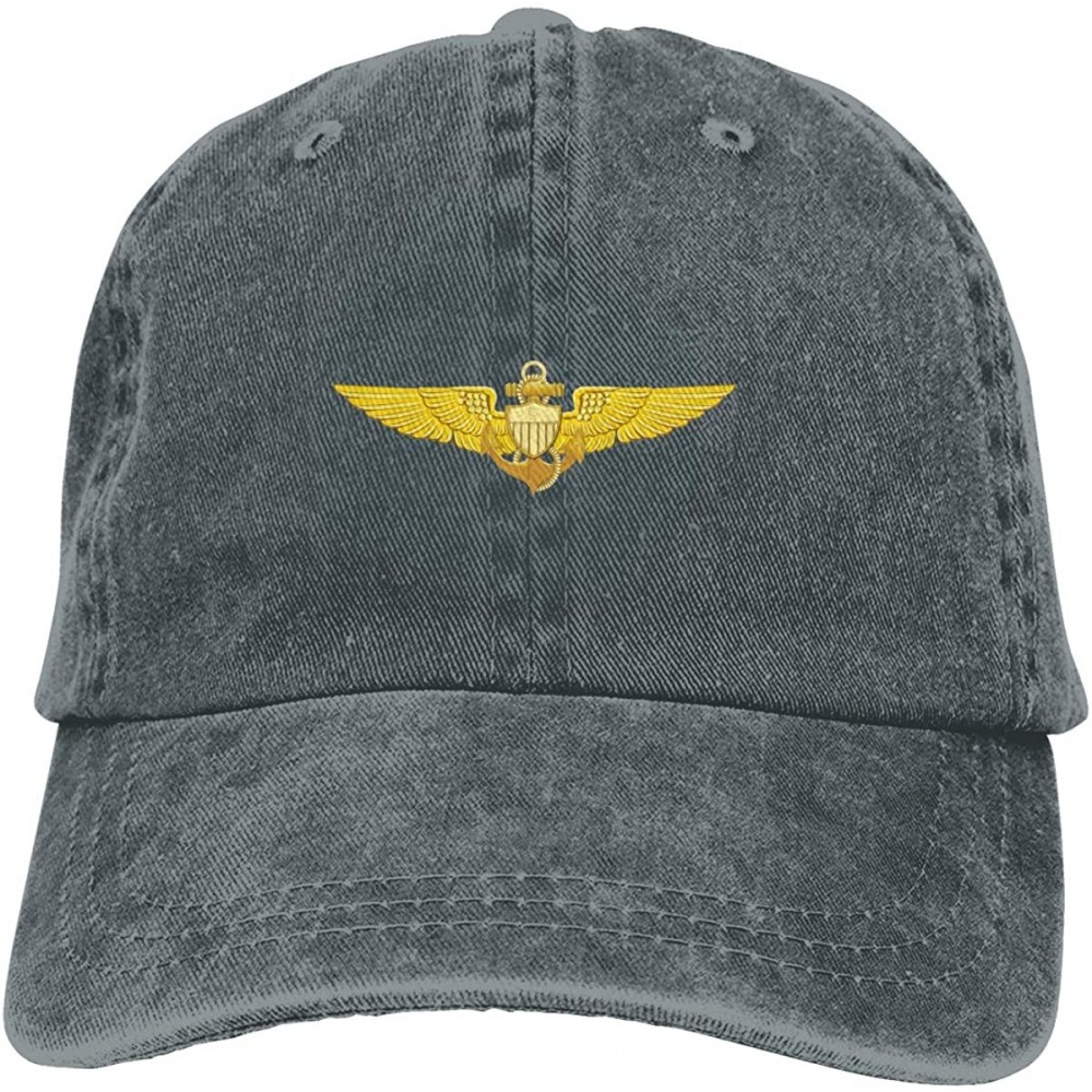 Baseball Caps US Navy Pilot Wings Mens Cotton Adjustable Washed Twill Baseball Cap Hat - Deep Heather - CZ18M8STNDE $15.37