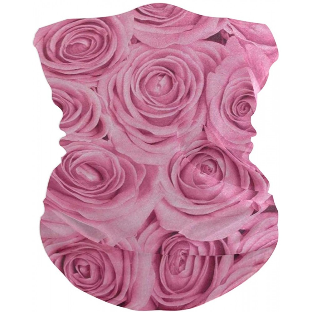 Balaclavas Valentine's Day Pink Rose Flower Face Mask UV Sun Mask Dust Wind Neck Gaiter Magic Bandana - CW197QTXHUE $10.48