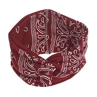 Headbands Women Yoga Sport Headband Elastic Floral Twisted Knotted Hair Band Turban - Wine Red - CO18NUCAM0S $9.42