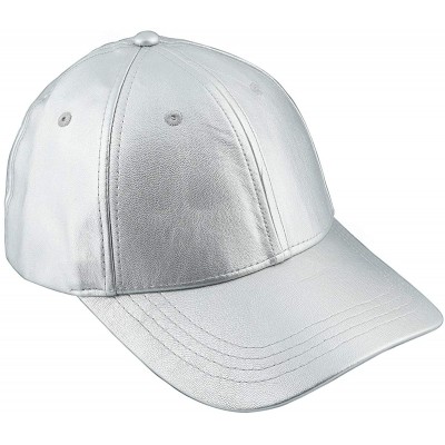 Baseball Caps Unisex Baseball Cap-Adjustable PU Leather Corduroy Sun Protection Sport Hat - 013-silver(pu Leather) - CE18H68C...