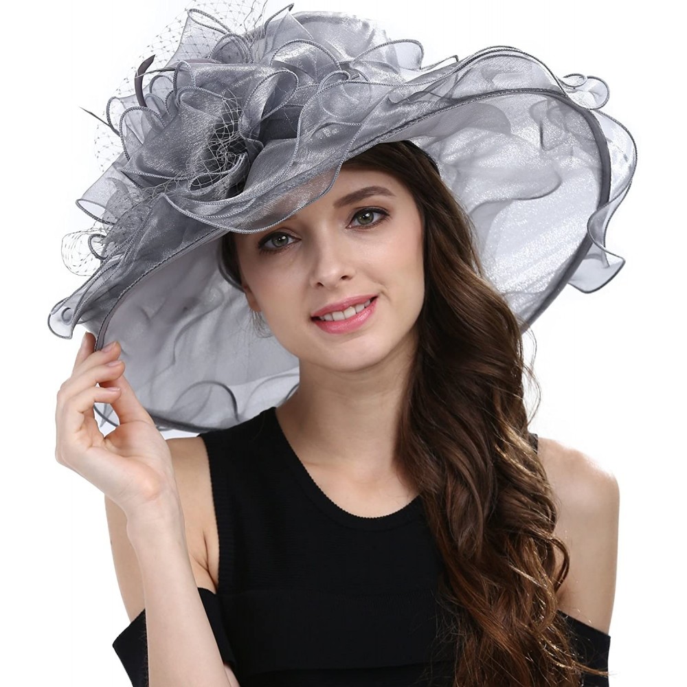 Sun Hats Women's Kentucky Derby Racing Horse Hat Church Wedding Dress Party Occasion Cap - Siilver - C7126XPNJPF $19.80