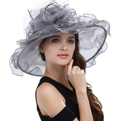 Sun Hats Women's Kentucky Derby Racing Horse Hat Church Wedding Dress Party Occasion Cap - Siilver - C7126XPNJPF $19.80