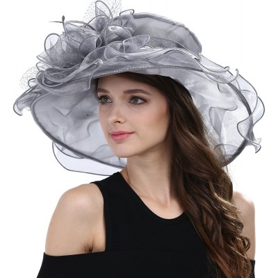 Sun Hats Women's Kentucky Derby Racing Horse Hat Church Wedding Dress Party Occasion Cap - Siilver - C7126XPNJPF $19.80