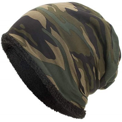 Skullies & Beanies Women Men Warm Baggy Camouflage Crochet Winter Wool Ski Beanie Skull Caps Hat - Army Green - CN18HXXZSED $...