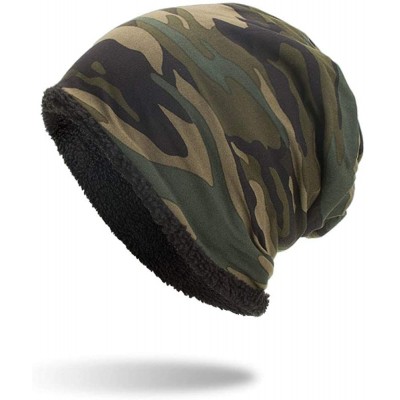 Skullies & Beanies Women Men Warm Baggy Camouflage Crochet Winter Wool Ski Beanie Skull Caps Hat - Army Green - CN18HXXZSED $...