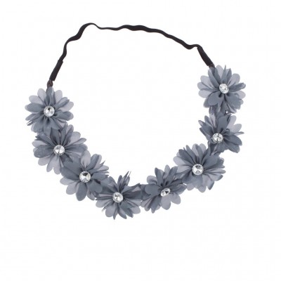 Headbands Gray Fabric Floral Crystal Flower Stretch Headband Head Band - Gray - C811X98WOER $10.93