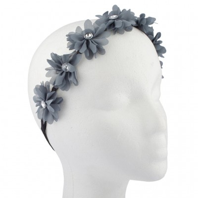 Headbands Gray Fabric Floral Crystal Flower Stretch Headband Head Band - Gray - C811X98WOER $10.93