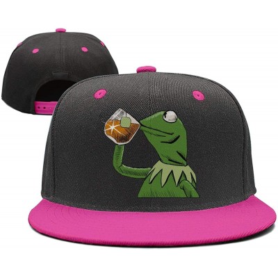 Baseball Caps The Frog "Sipping Tea" Adjustable Strapback Cap - 1000funny-green-frog-sipping-tea-9 - CJ18ICXY204 $21.11