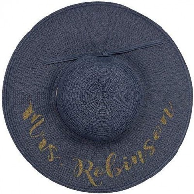 Sun Hats Personalized Mrs. Floppy Sun Hats - Navy - C918GGCYRUU $30.57
