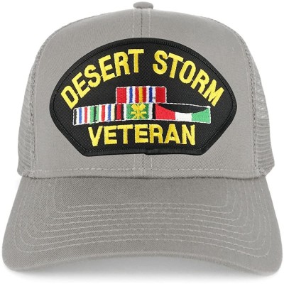 Baseball Caps Desert Storm Veteran Embroidered Patch Snapback Mesh Trucker Cap - Grey - C3189OKQOEO $18.35