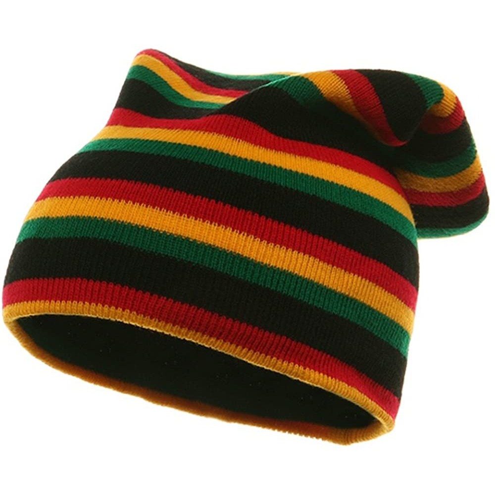 Skullies & Beanies Rasta Long Beanies-Black RGY OSFM - Black - CV111QRIUTB $6.90