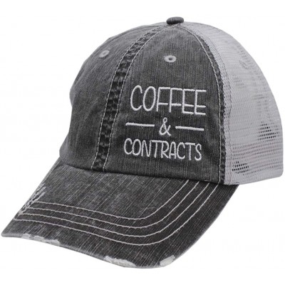 Baseball Caps Women's Real Estate Caps Coffee and Contracts Trucker Style Hat - CP18STULS7W $44.01