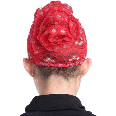 Skullies & Beanies Translucent Lightweight Bonnet Women Muslim Stretch - Red - CS18KIW64S8 $9.61