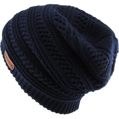 Skullies & Beanies Super Warm Slouchy Fleeced Long Beanie Warm Fur Lined Winter Knit Hat Thick Skull Cap - C318GL72S74 $10.61
