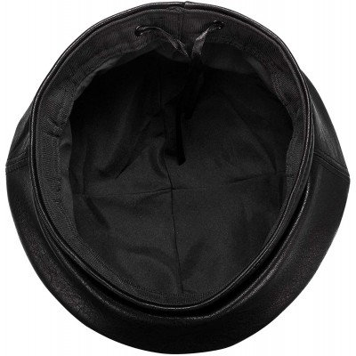 Berets Women Beret Hat PU Leather Cap - 2a104-pu Leather-black - C218WIZY4XL $10.48