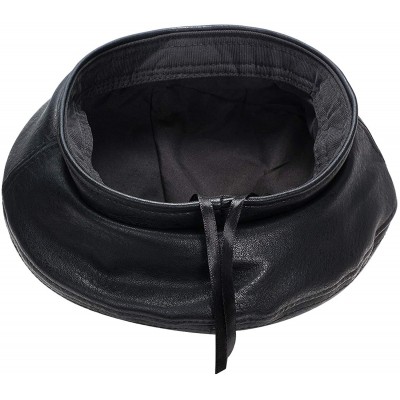 Berets Women Beret Hat PU Leather Cap - 2a104-pu Leather-black - C218WIZY4XL $10.48