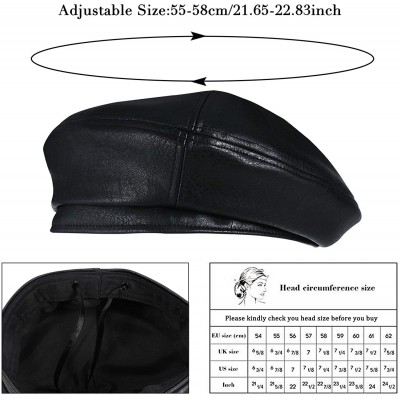 Berets Women Beret Hat PU Leather Cap - 2a104-pu Leather-black - C218WIZY4XL $10.48