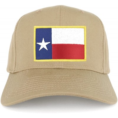 Baseball Caps Texas State Flag Embroidered Iron on Patch Adjustable Snapback Baseball Cap - Khaki - CK12N0HLJPN $16.41