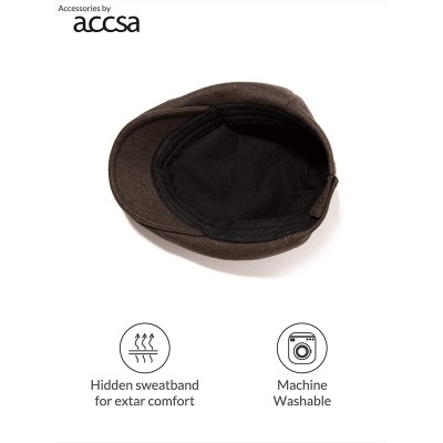 Newsboy Caps Men Winter Cold Weather Newsboy Flat Cap Stylish Hat with Adjustable Buckle - Coffee Brown - CO18T983XWW $7.51