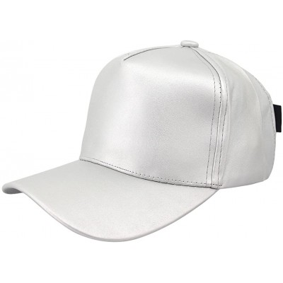 Baseball Caps Unisex Solid Color Adjustable Baseball Cap Snapback Baseball Hat Hip Pop Dance Cap(Silver) - CW18DKIMNHY $9.07