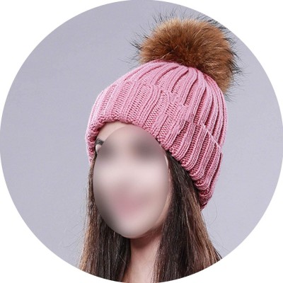 Skullies & Beanies Knitted Real Fur Hat 100% Real Raccoon Fur Pom Pom Hat Winter Women Hat Beanie for Women - Pink - CF18LZ96...