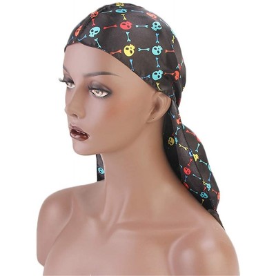 Skullies & Beanies Print Silky Durags Turban Silk Du Rag Waves Caps Headwear Do Doo Rag for Women Men - Tjm-05k-4 - C6197WCA4...