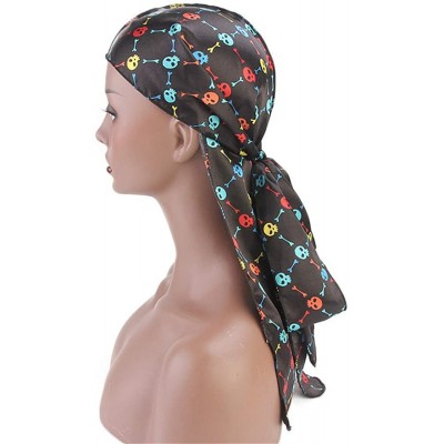 Skullies & Beanies Print Silky Durags Turban Silk Du Rag Waves Caps Headwear Do Doo Rag for Women Men - Tjm-05k-4 - C6197WCA4...